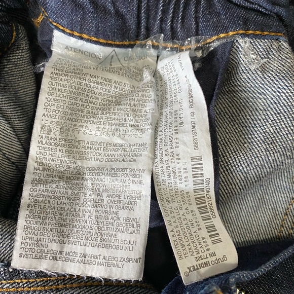 Zara Z1975 Dark Denim High Paperbag Waist Baggy Tapered Ankle Jeans-Sz 8 - Picture 9 of 16